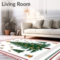 thumbnail image 2 of ODIKA 4'x6' Machine Washable Non-Slip Area Rug, Holiday Spruce and Chiming Bells Crochet Embroidery Kit High Traffic Rug, Green, 649181, 2 of 7
