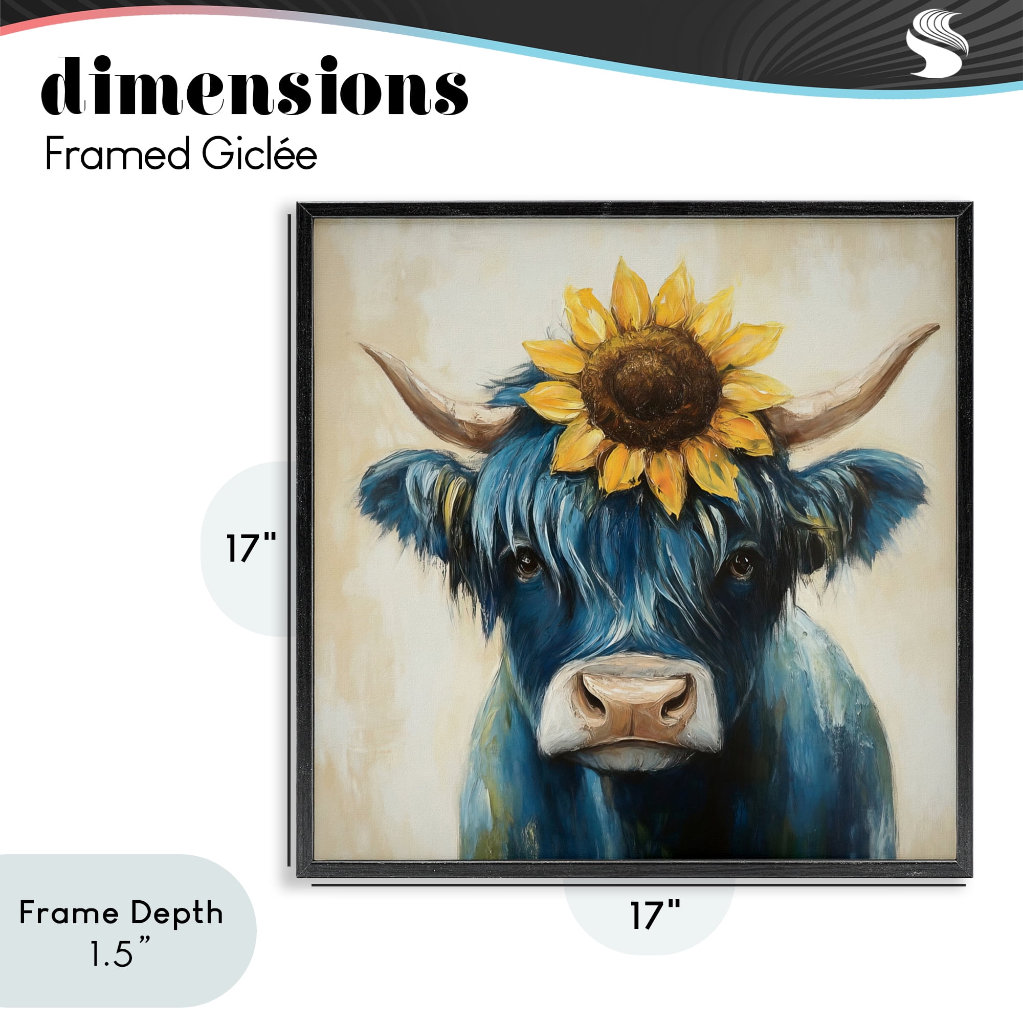 Stupell Industries Pastoral Sunflower Highland Black Framed Giclee Art, design by Tina LeCour