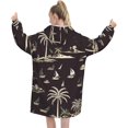 thumbnail image 3 of Palm Tree Print Oversized Blanket Hoodie, Wearable Blanket Adult For Women Men And Teenager, Super Soft Warm Flannel Fluffy Hooded Blankets Sweatshirt With Big Pocket, 3 of 8