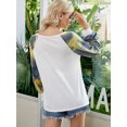 thumbnail image 4 of Camiseta de mujer Tie Dye Costura impresa Top Cuello redondo Manga larga Blusa de otoño Sudadera informal, Blanco, S Advancent AP003999-01, 4 of 7