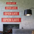 thumbnail image 2 of OPEN LATE Vintage Plastic Street Sign shops stores hours schedule restaurant | Indoor/Outdoor |  24" Wide, 2 of 4