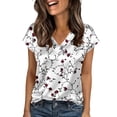 thumbnail image 2 of Active Tops Women Graphic Print Crewneck Tee for Everyday Wear with Comfortable Fit and Stylish Floral Pattern Top for Women White XXL, 2 of 4