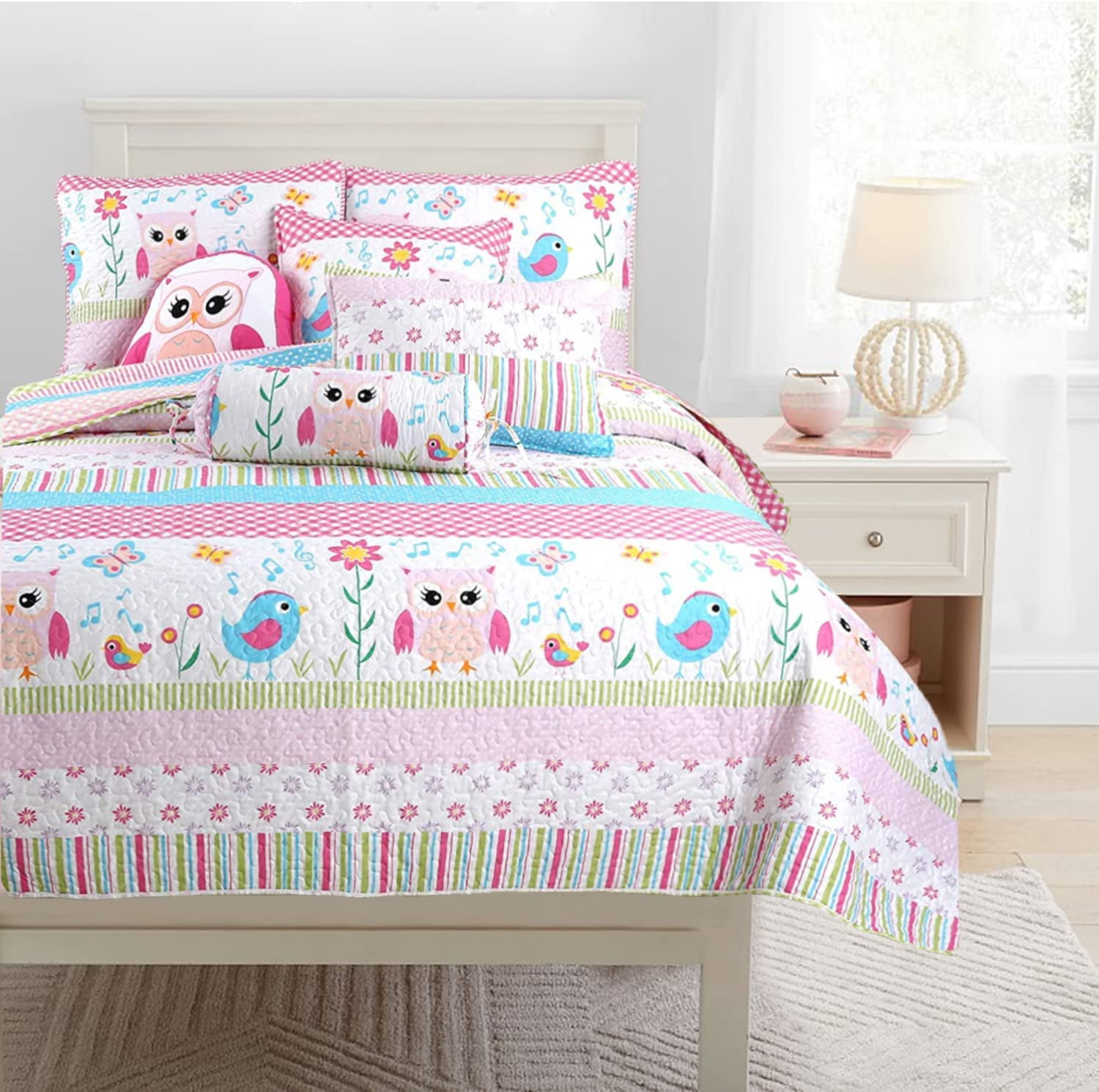 Cozy Line Happy Owl Pink Reversible Quilt Bedding Set, Coverlet, Bedspreads  for Kids, Girls (Happy Owl, Queen - 3 Piece) - Walmart.com