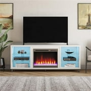 Ameriwood Home Lumina Deluxe Fireplace TV Stand for TVs up to 70" in White