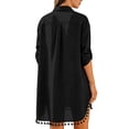 thumbnail image 7 of Fesfesfes Women's Tassel Hem Beach Cover Up Button Down Shirt Dress Oversized 3/4 Sleeve Swimsuit Cover Up Vacation Resort Wear Summer Bikini Beach Dress, 7 of 7