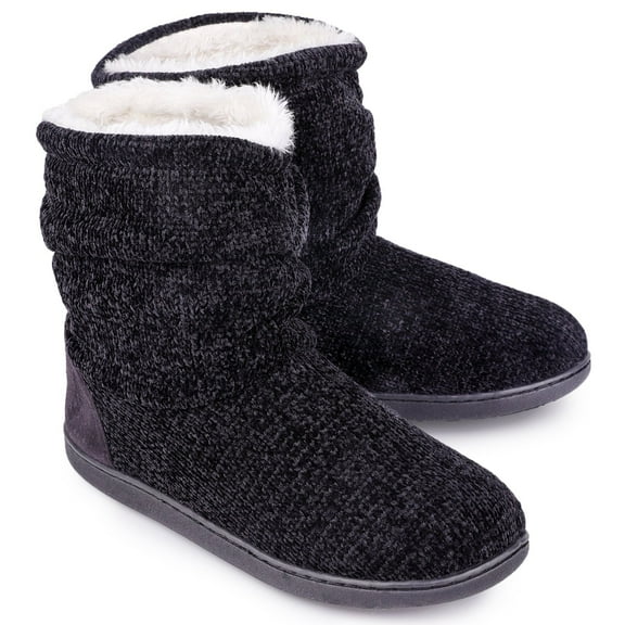 Homeier Ralph Women's Chenille Knit Boots Slippers Warm Plush Fleece Cosy Winter Booties Slipper Memory Foam House Shoes