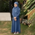 thumbnail image 2 of RXMEKW Ensemble de Robe Musulmane avec Châle pour Filles Manches Longues Col Rond Robe à Volants Tenue 2 Pcs Rose, 2 of 8