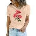 thumbnail image 2 of SOOMLON Valentine's Day Outfits Women Couple Valentines Gift Loose Short Sleeve Round Neck Shirts Cute Heart Graphic Blouses Trendy Valentines Clothes 2025 Khaki XL, 2 of 5