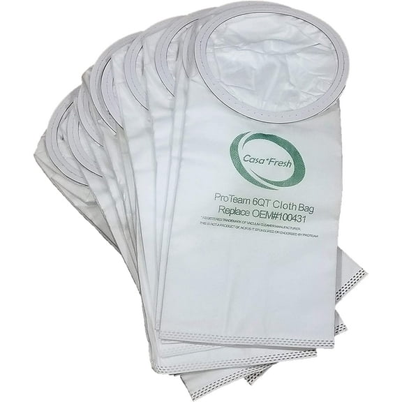 10 PK HEPA ProTeam 100431 Replacement Vacuum Bags. Compatible with 6 QT Models