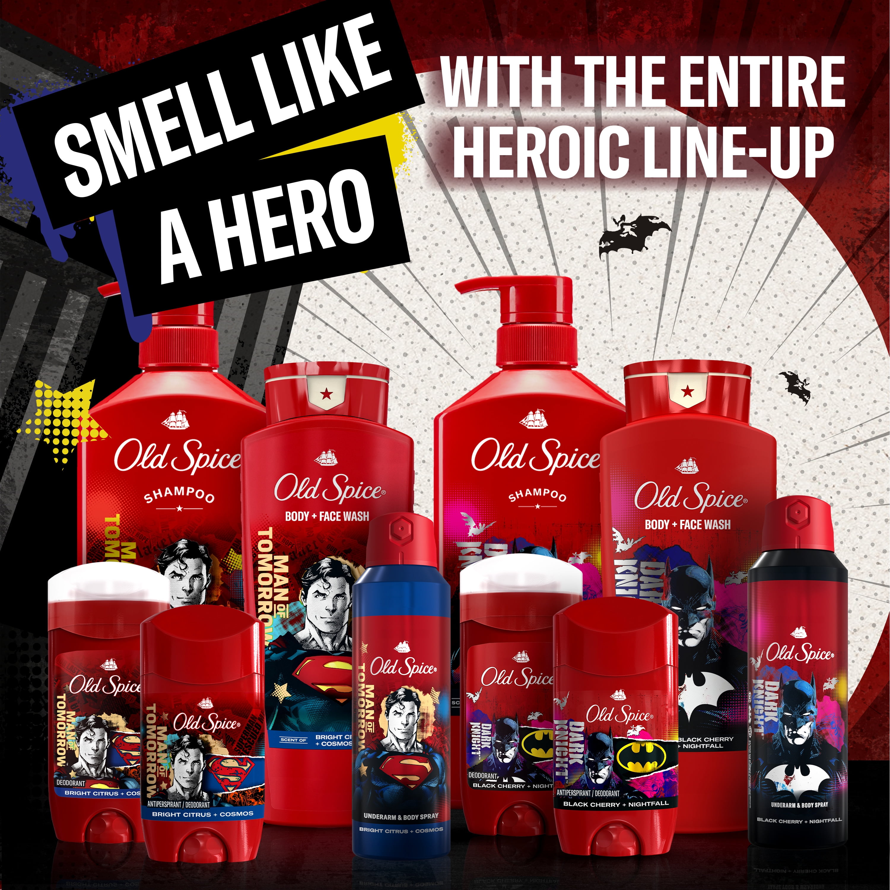 Old Spice Cleansing Body Wash for Men, 24/7 Shower Fresh with Lasting Scent, 2 in 1 Body and Face Wash, Rich Lather, Twin Pack, Superman and Batman, 2 x 24oz