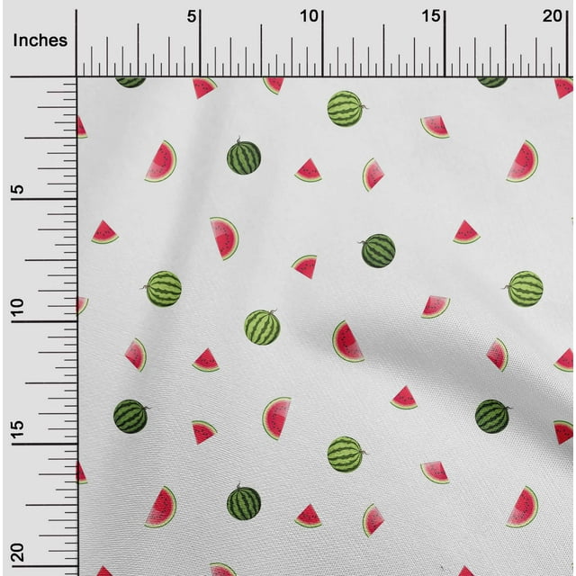 oneOone Silk Tabby Fabric Watermelon Fruit Print Sewing Fabric BTY 42 Inch Wide
