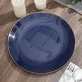 thumbnail image 2 of Efavormart 10 Pack | 10" Glossy Navy Blue Round Plastic Dinner Plates With Gold Rim, Disposable Party Plates, 2 of 5