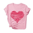 thumbnail image 2 of EQWLJWE Plus Size Valentine's Day Shirts for Women Cute Love Heart Print Graphic Solid Color Short Sleeve Pullover Tees Teacher Valentine Shirt Summer Casual Tops Pink(S-3Xl), 2 of 3