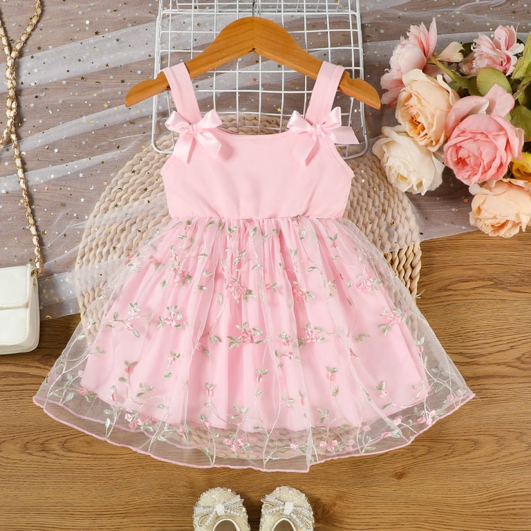 newborn party dresses Newborn Girls Summer Dresses Sleeveless Bowknot Floral Suspenders  Dancedresses Girls Party Dress Size 3-6Months