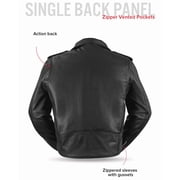 First Mfg Co - SuperStar - Men's Motorcycle Biker Riding Black Leather Jacket - 8X Large - Action Back Belted Gussets Quilted Liner
