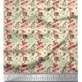 thumbnail image 1 of Soimoi White Rayon Crepe Fabric Snowman,Candies & Gift Box Christmas Print Fabric by Yard 46 Inch Wide, 1 of 3