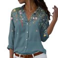 thumbnail image 1 of Top con botones para mujer,Blusa con botones para mujer Blusa estampada con botones de alta capacidad, 1 of 5