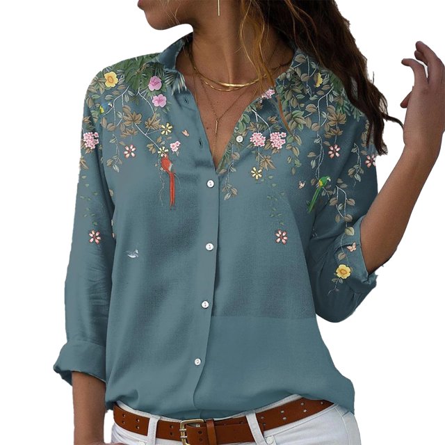 Top con botones para mujer,Blusa con botones para mujer Blusa estampada con botones de alta capacidad