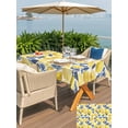 thumbnail image 5 of Outdoor Tablecloth with Umbrella Hole for Patio/Picnic/Party/Camping, Hand Drawn Lemon Waterproof Table Cloth Rectangle Table Cover Washable, Blue Leaves Summer Tropical Botanical (60"x 120"), 5 of 8