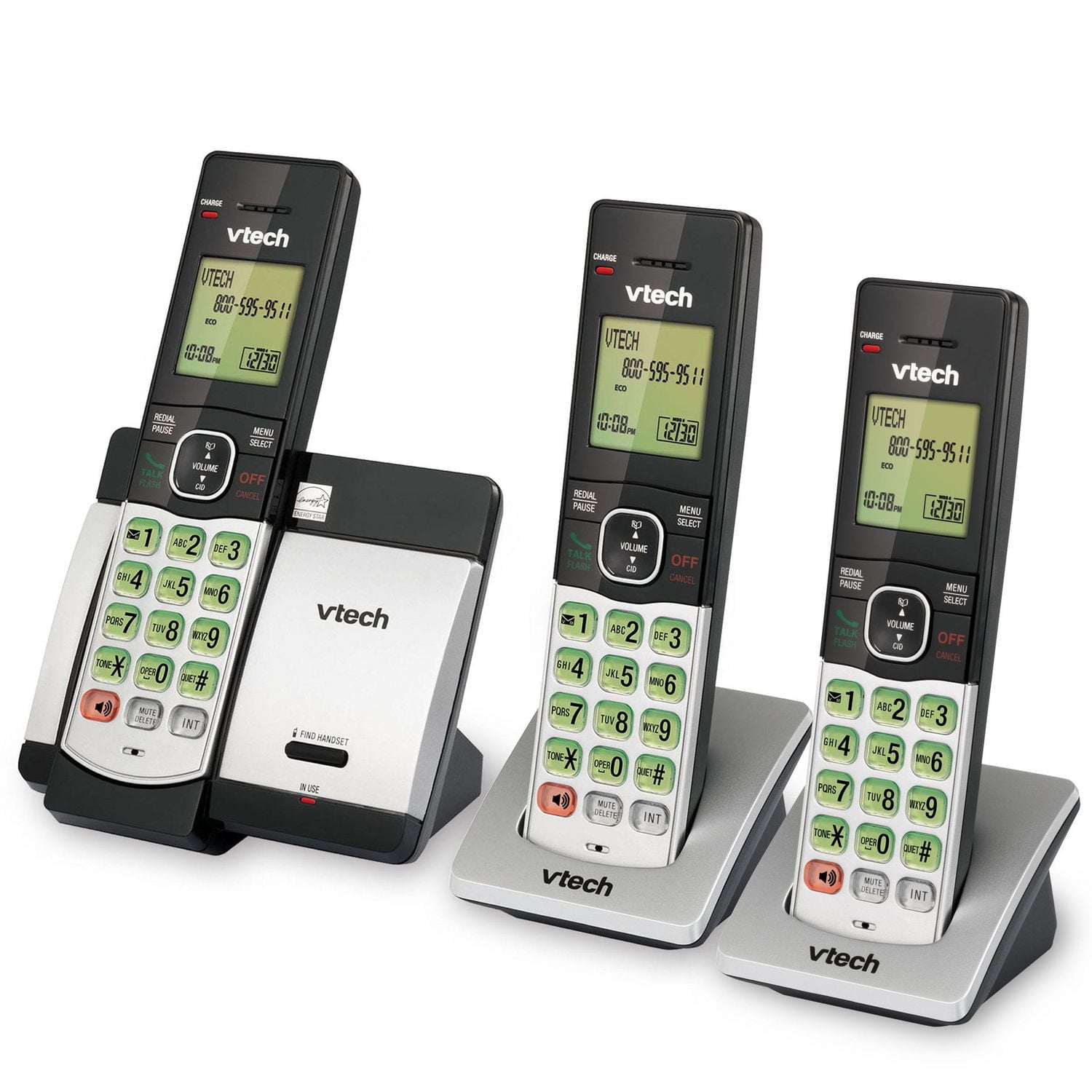 VTech CS5119-3 DECT 6.0 Expandable Cordless Phone System with 3 Handsets