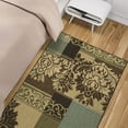 thumbnail image 4 of Ottomanson Non-Slip Area Rug for Living Room 5' x 6'6" Durable Low Profile Carpet, Brown/Green Damask, 4 of 8