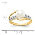 thumbnail image 3 of 14K Yellow Gold Ring Band Pearl Diamond Round Freshwater, Size 5, 3 of 5