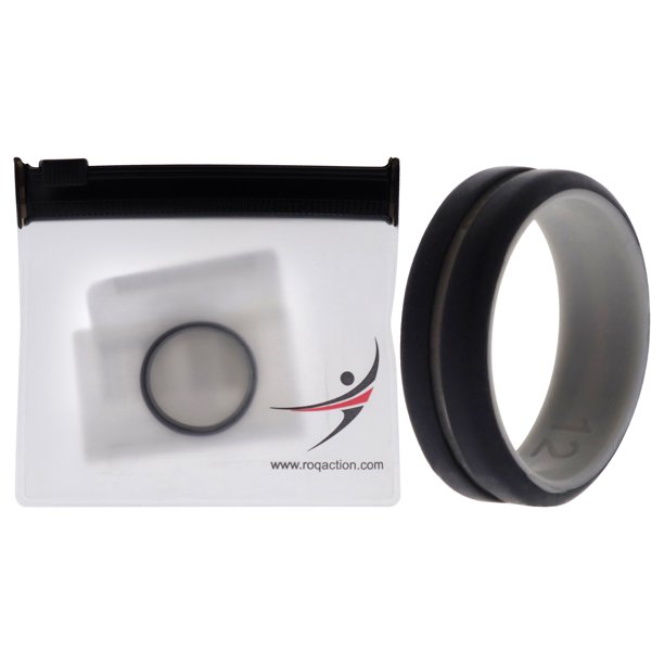 Anillo de boda de silicona ROQ Gris-Negro para hombre 12 mm