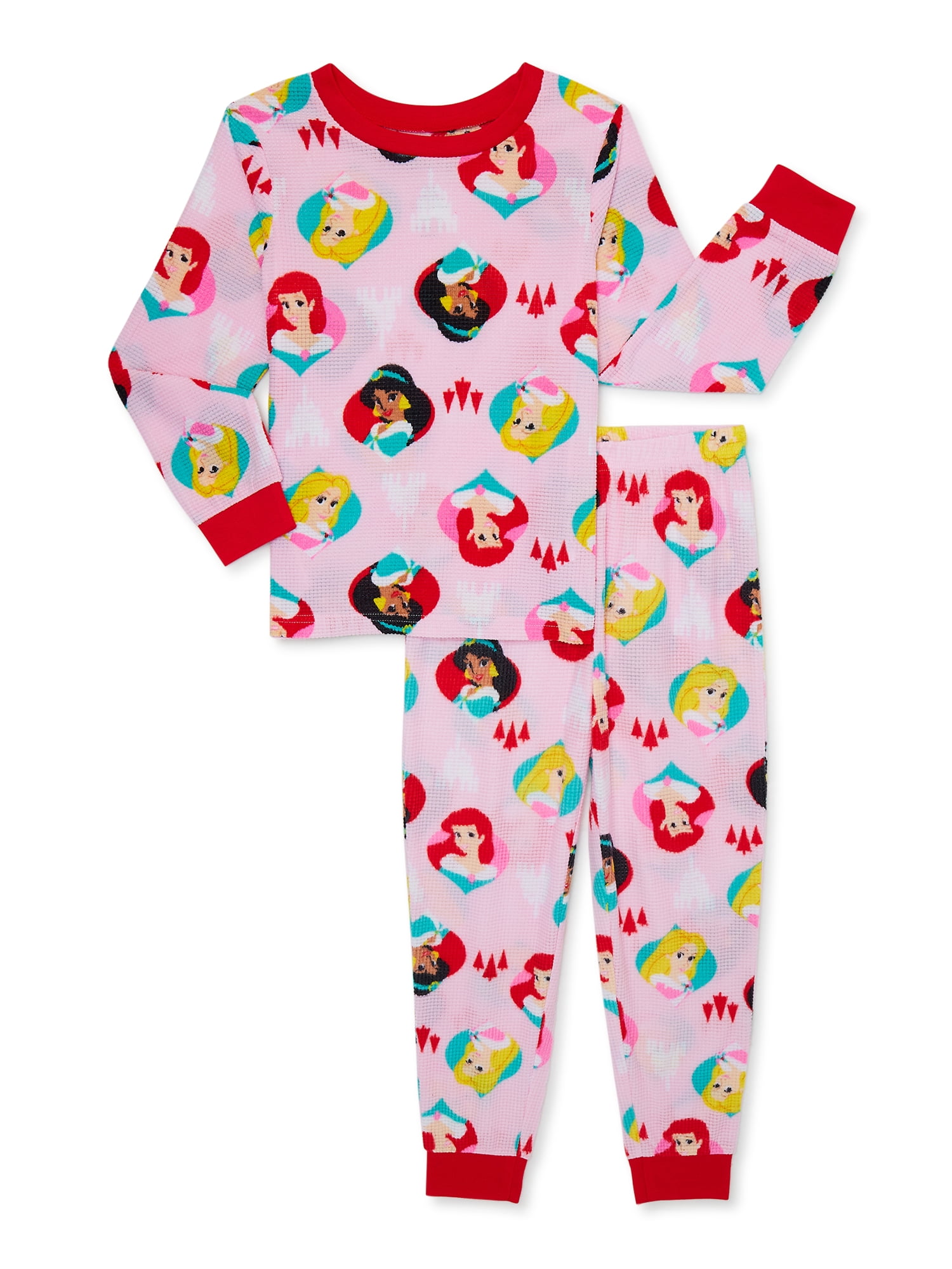 Disney Princess Girls Holiday Sleep Pajamas Set, 2Piece, Sizes 412