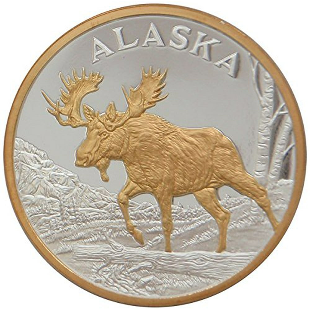Alaska Mint Medallion Gold/silver Medallion .999 1 Troy Oz Bull Moose