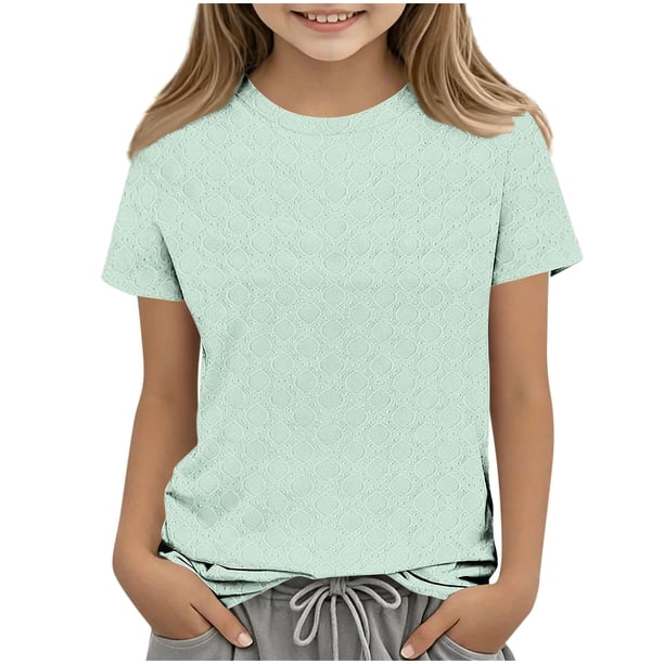 Top de Manga Larga de la Moda de los Niños de Color Sólido Cuello Redondo Suelto Y Casual Tops para el Uso Casual Diario, Interior, Regreso a Casa, Fiestas de Cumpleaños, Vacaciones, Fotografía