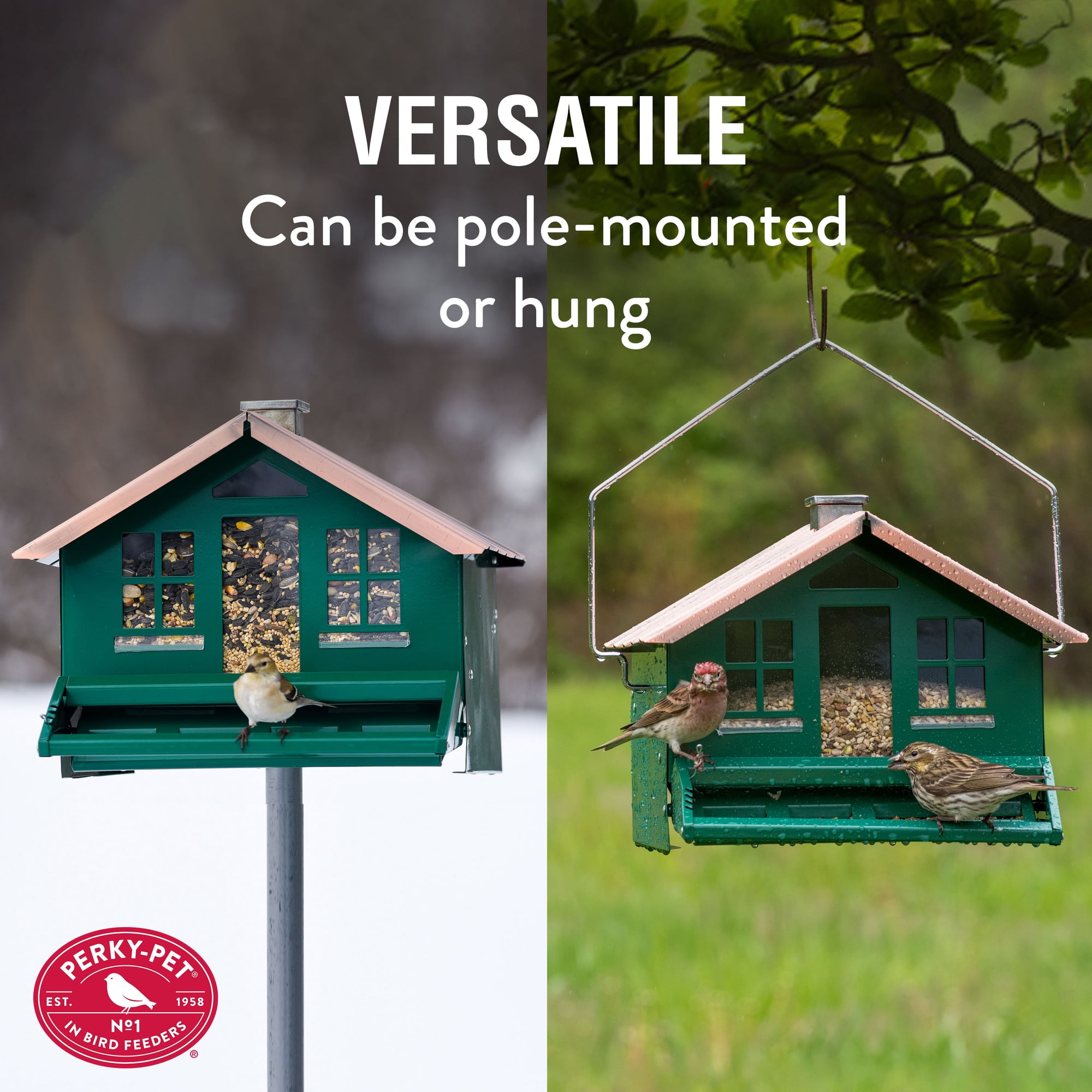 Perky Pet Squirrel Be Gone II Home Style Wild Bird Feeder, 8 lb, Green