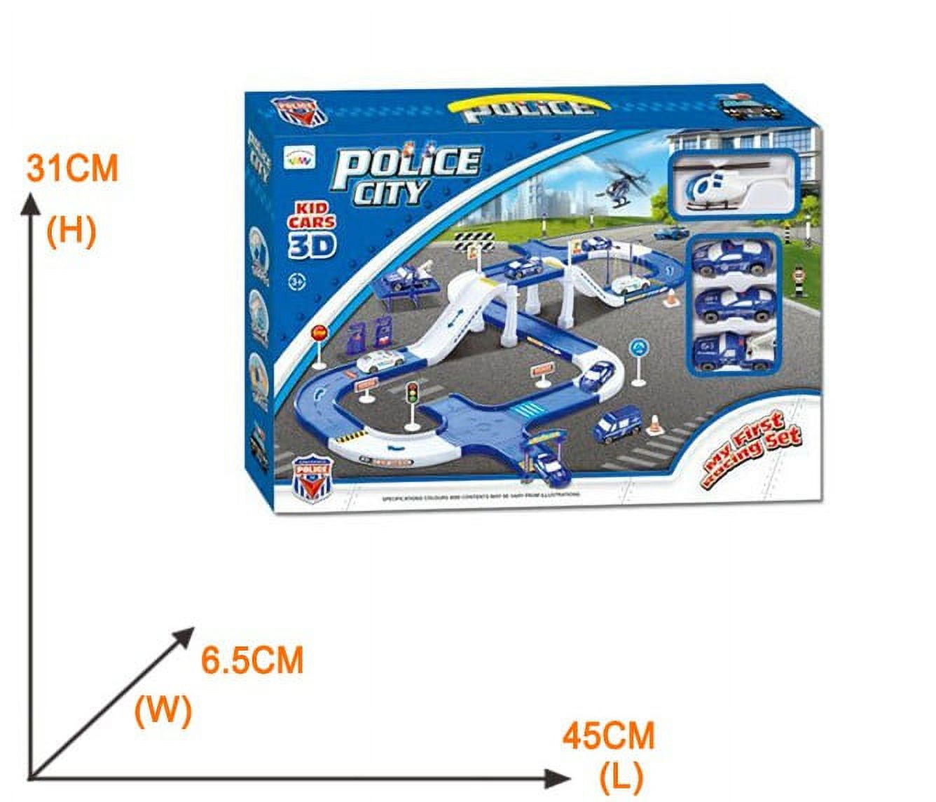 Police City Track Playset with Garage and Car Wash for Ages 3-5
