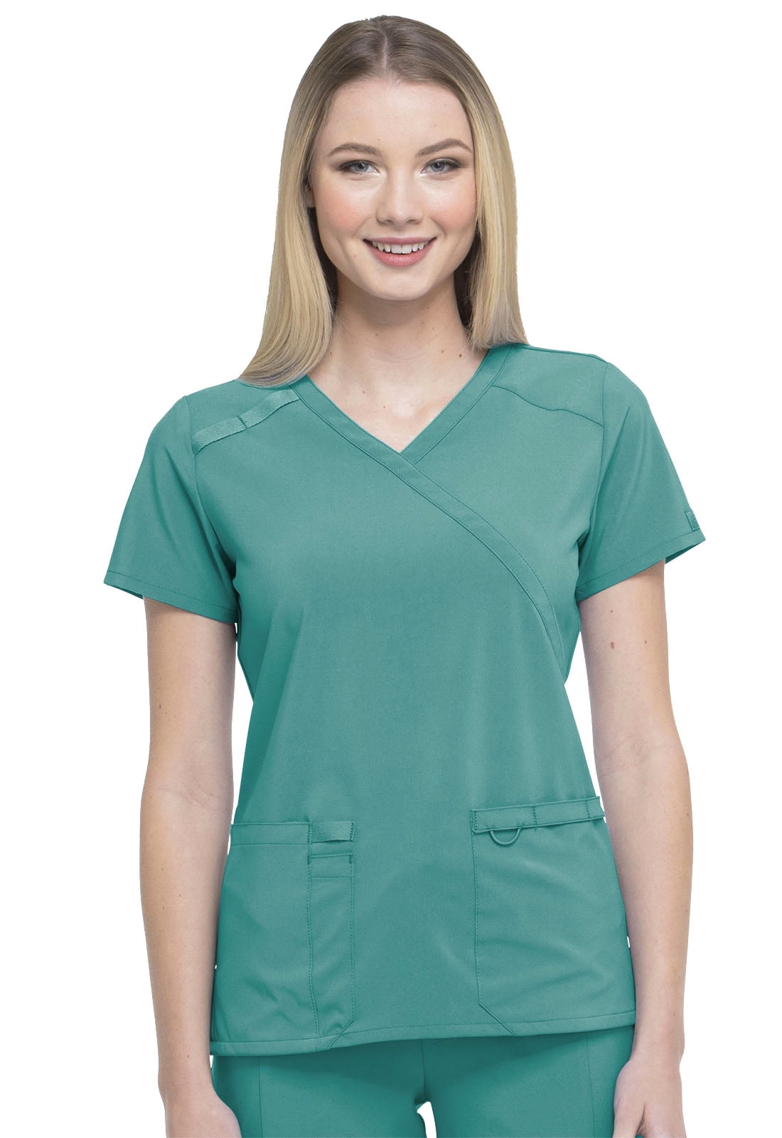 Details about   Turquoise Blue Dickies Scrubs EDS Essentials Mock Wrap Top DK625 TRQ 