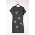 thumbnail image 6 of Stylish Graphic Dress: Gray Sequin Stars Ribbed Shift Dress for Women - [ZhiHiMeRi] | (US 4-6)S, 6 of 7