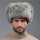thumbnail image 2 of Gorro de piel de conejo, gorro de piel de invierno, grueso, cálido y resistente al frío, de algodón, para exteriores, gorro de piel de conejo con orejeras, gorro de nieve para hombre, gris, 2 of 5
