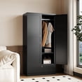 thumbnail image 4 of Metal Armoire Wardrobe Closet,72" Tall Wardrobe Cabinet with Drawer,2 Doors Armoire Storage Closet with Adjustable Shelves and Hanging Rod for Bedroom,Black, 4 of 8