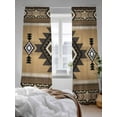 thumbnail image 3 of Sheer Curtains 84 inches Long, Southwest Ethnic Style Brown Tribe Retro Geometric Light Filtering Sheer Window Curtains Rod Pocket Voile Drapes for Bedroom Living Room, 52"W x 84"L 2 Panels, 3 of 7