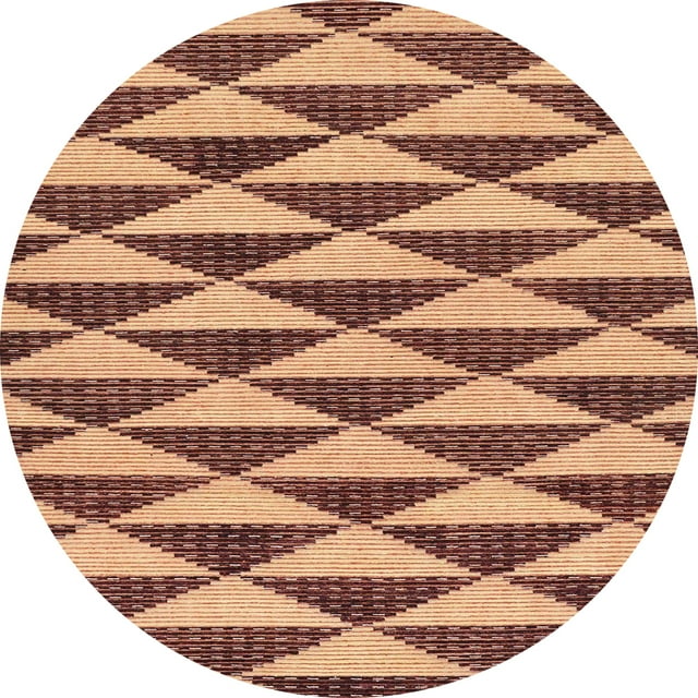 Ahgly Company Tapis d'Intérieur Ronds Abstraits Marron Rouge, 8 Pieds Rond