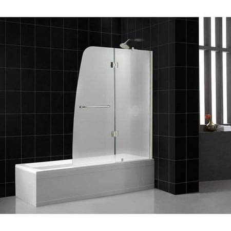 DreamLine Aqua 48 in. W x 58 in. H Frameless Hinged Tub Door in Brushed Nickel