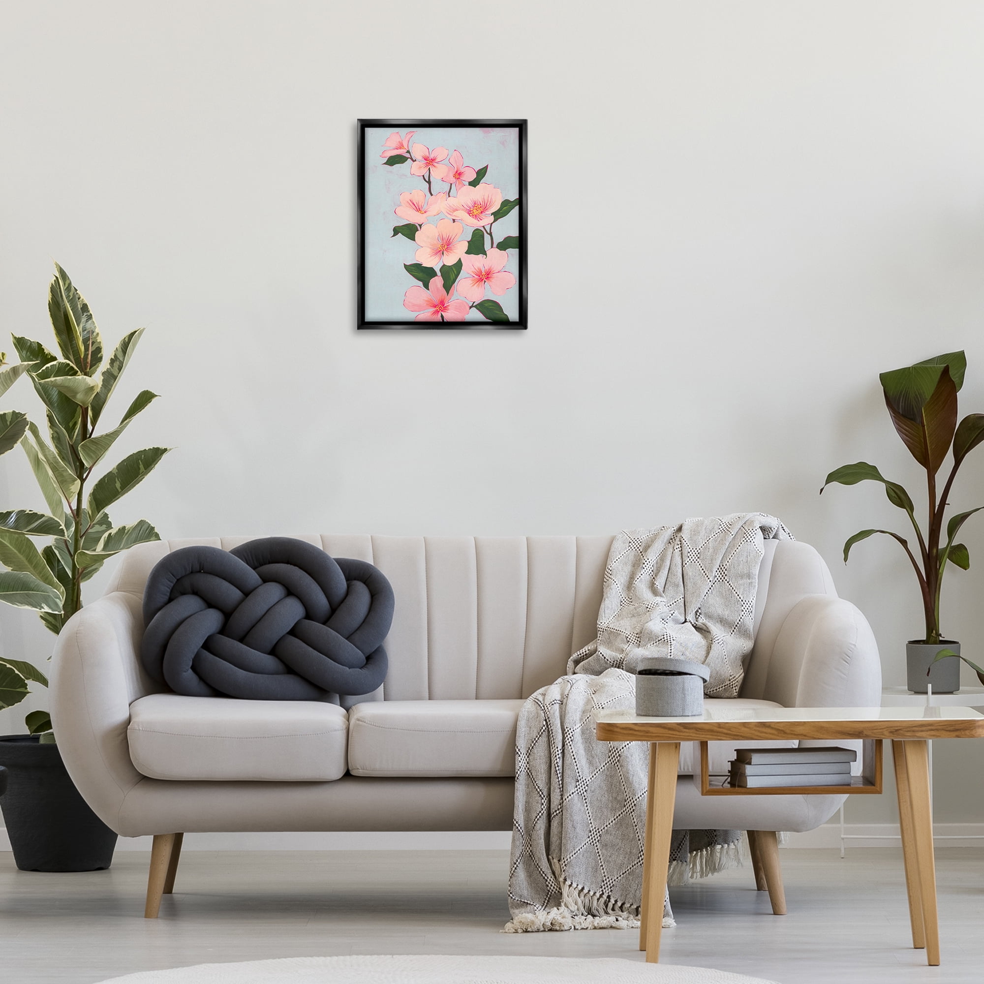 Stupell Industries Cherry Blossoms Vine Botanical & Floral Painting Black Floater Framed Art Print Wall Art, 17 x 21