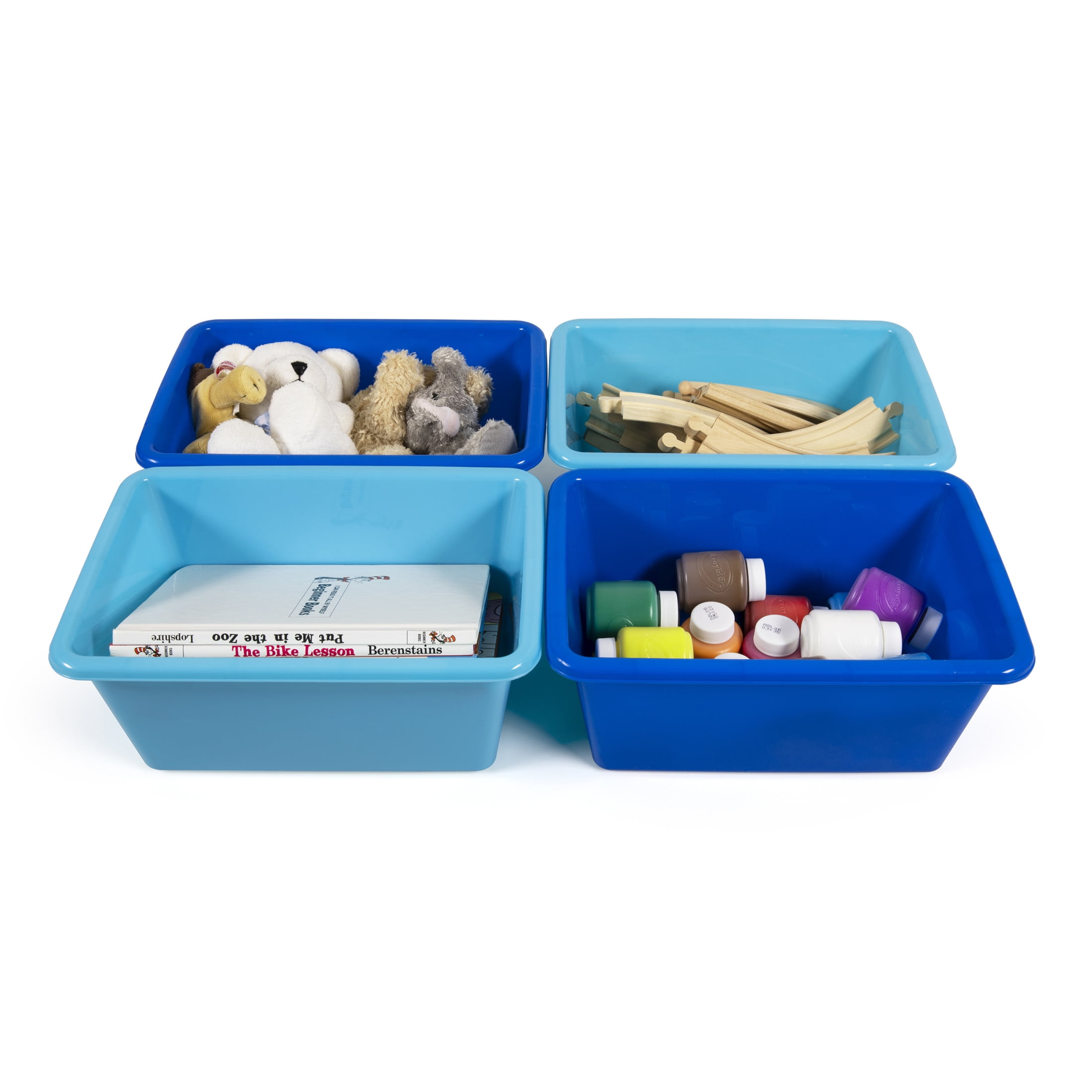 Humble Crew Standard Plastic Storage Bins, Set of 4, Navy/Teal