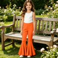 thumbnail image 6 of TIREOW Toddler Baby Girls Bell Bottom Pants Elastic Waist Solid Color Oversize Hem Flare Pants Soft Knit Flare Trousers, 6 of 7