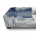 thumbnail image 3 of Winter Soft Flannel Fleece Blanket, Winter Landscape on Hills with Snowy Trees and Fluffy Clouds Idyllic Seasonal Image, Cozy Plush for Indoor and Outdoor Use, 50" x 70", Blue White, by Ambesonne, 3 of 6