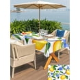 thumbnail image 6 of 60x84 Inch Outdoor Tablecloth with Umbrella Hole Zipper Rectangle Yellow Lemon Rectangular Tablecloths Outside Waterproof Blue Flower Botanical Blossom Motif Spring Patio Table Cover for Picnic Party, 6 of 8