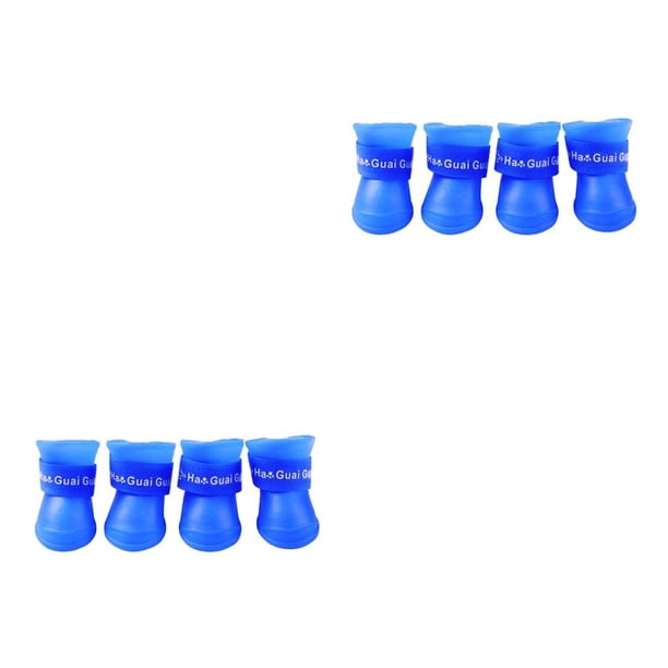 Zapatos para cachorros Greeniant 4 unids/set botas de lluvia impermeables PU antideslizantes Azul XL