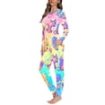 thumbnail image 2 of Renewold Flower Easter Egg Pajama for Women Fashion Long Sleeve Pajamas Loose Fitting Winter Athletic Clothing 2 Pieces Warm Sleep Loungewear Set Size M, 2 of 4