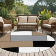 thumbnail image 5 of Brown Grey Geometric 5ft Round Rug, Modern Black White Abstract Art Non-Skid Rubber Backing Large Area Rugs - Living Room Bedroom Home Office, Indoor Floor Mat Carpets Washable Rug, 5 of 9
