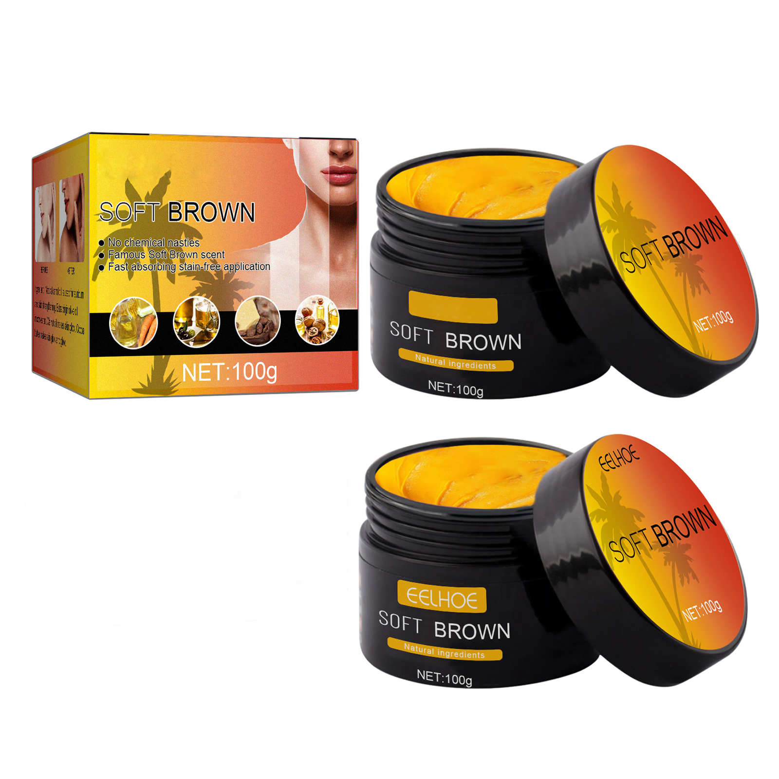 2PC Brown Tanning Gel,Brown Tanning Cream Tanning Accelerator Cream,Tan