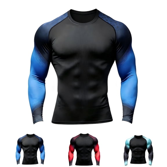 Yifymode Mens Long Sleeve Compression Shirts Quick Dry Moisture Wicking Athletic Workout Raglan Sleeve Running Gym Training Active Undershirts