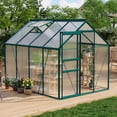 thumbnail image 4 of 6x8 FT Greenhouse Kit for Outdoors – Durable Aluminum Frame, Sliding Lockable Door, Adjustable Roof Vent, Gutter System, Easy Assembly 5-Green, 4 of 7